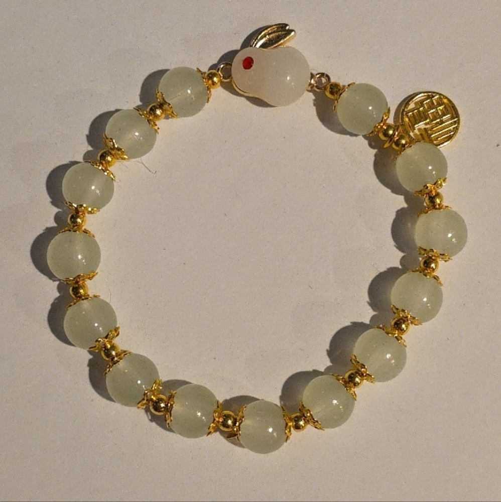 Light Green Rabbit Charm Bracelet Gold